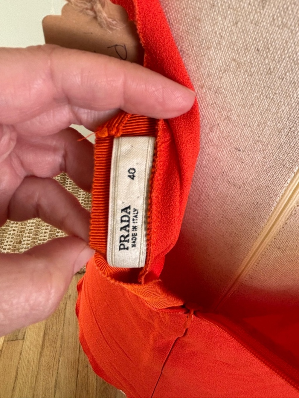 PRADA Vintage Textured Silk Red/Orange Blouse Rare Find! - Picture 7 of 11